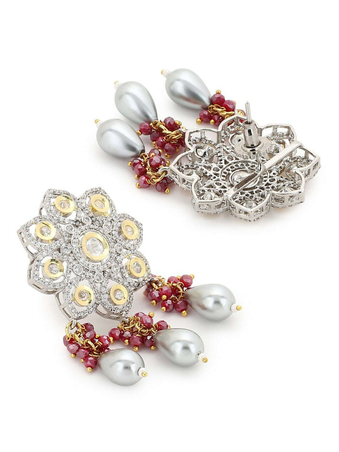 Diamond & Semi Precious Stone Earrings- Ruby Raang
