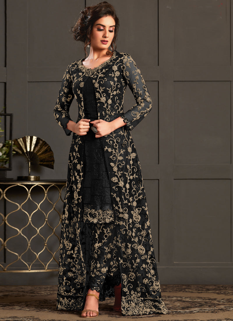 Vegaa Fashion Black Heavy Net Embroiderd Pakistani Suit