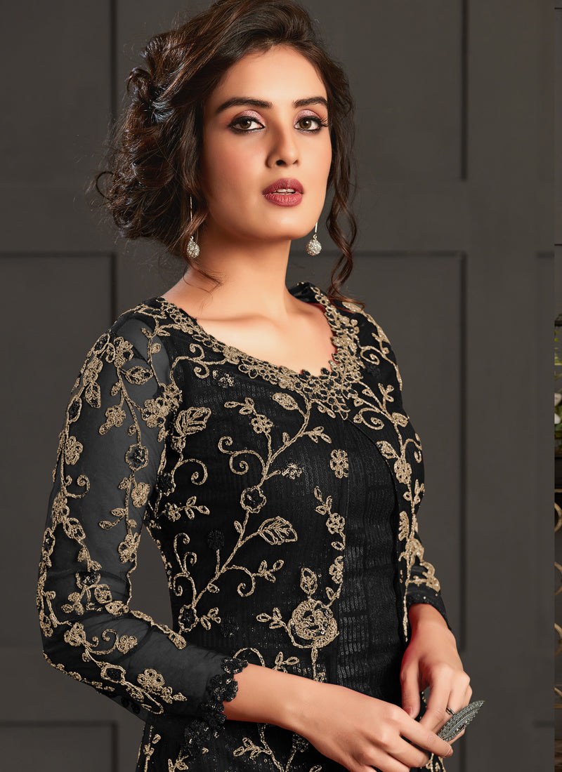 Vegaa Fashion Black Heavy Net Embroiderd Pakistani Suit