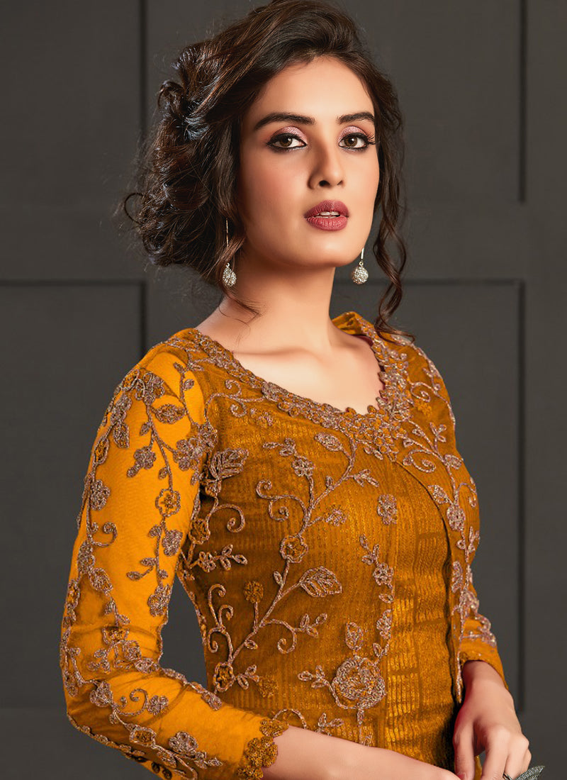 Vegaa Fashion Mustard Heavy Net Embroiderd Pakistani Suit