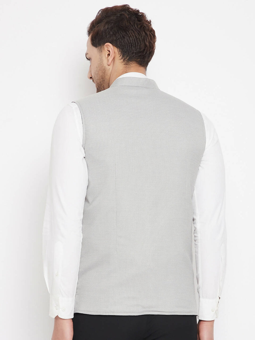 Even Apparels Grey Merino Men's Nehru Jacket-Contrast Lining-Free Pocket Square
