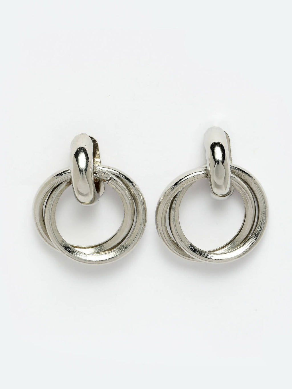 NVR Women's Western Silver Plated Circular Metal Hoop Earrings