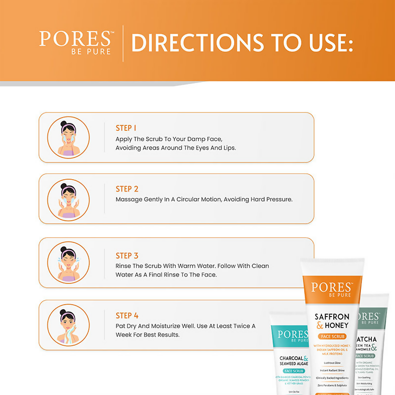Pores Be Pure Saffron & Honey Face Scrub With Milk Proteins