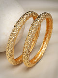 NVR Women's Set of 2 Gold-Polished Handcrafted Traditional Bangles