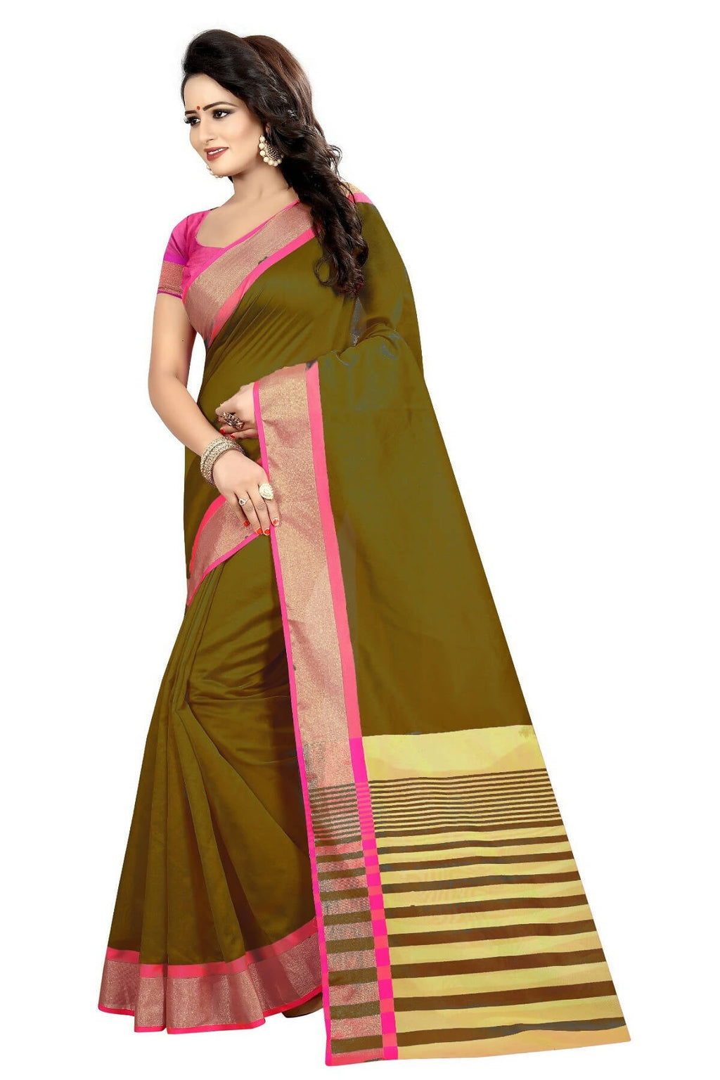 Vamika Weaving Green Cotton Silk Saree (MASTANI WEAVING GREEN)