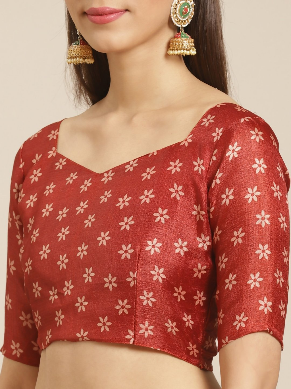 Saree Mall Beige & Red Printed Saree