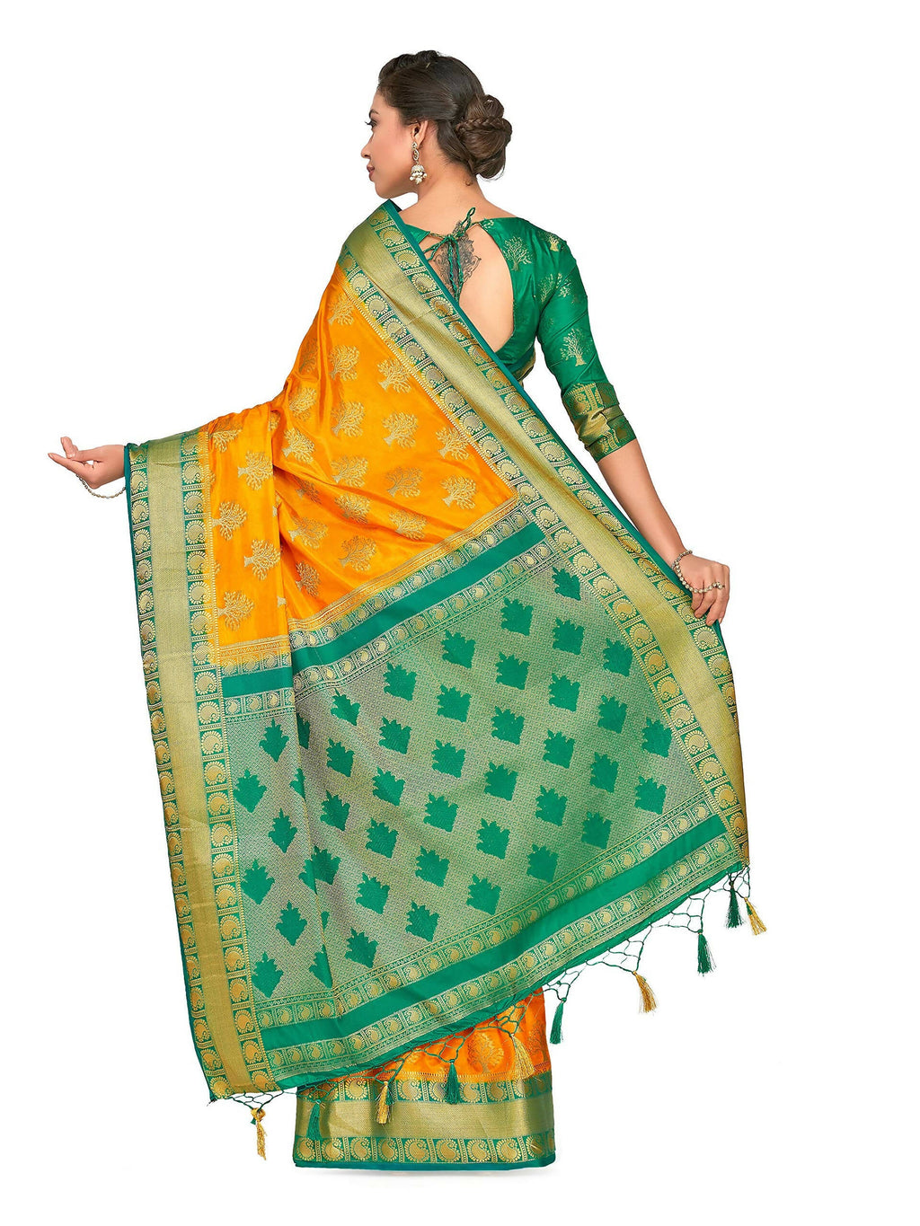 Mimosa Women's Gold Kanchipuram Silk Saree