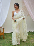 Vamsee Ishaq Yellow Organza Saree