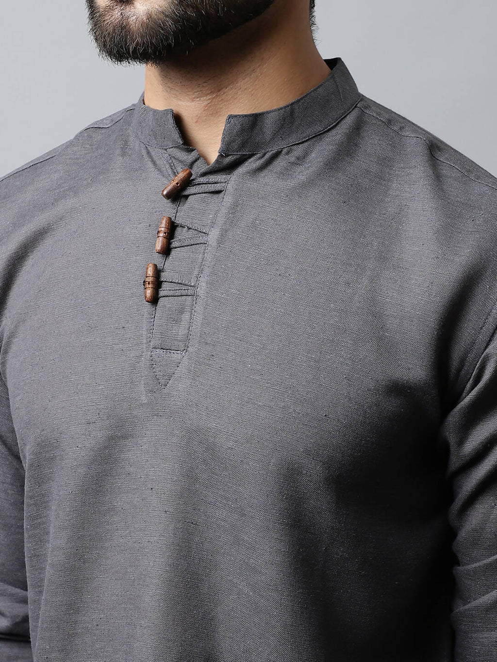 Even Apparels Grey Color Pure Cotton Men's Kurta With Side Placket (SLD1202)