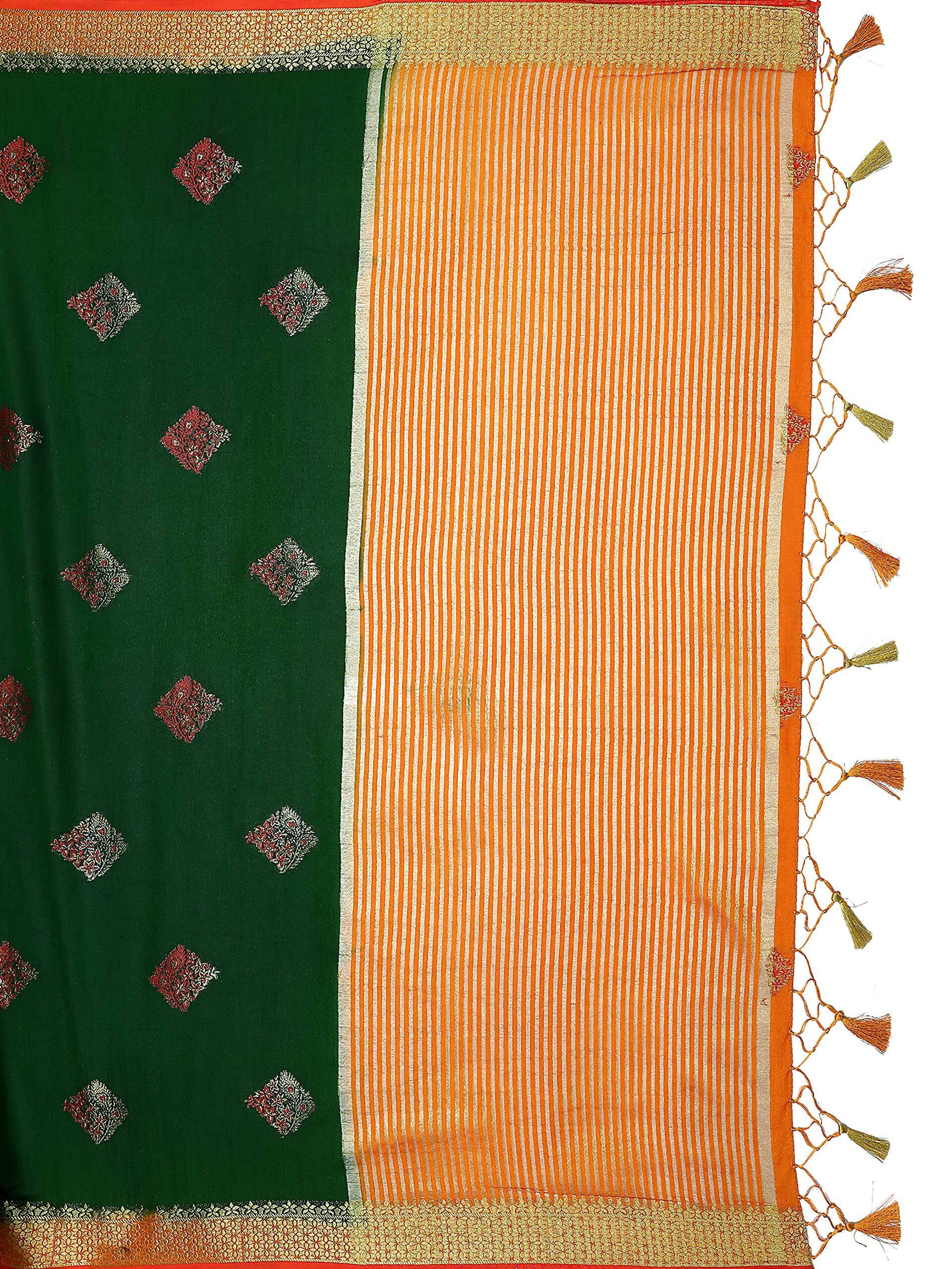 Mimosa Women's Kanchipuram Art Silk Green Saree