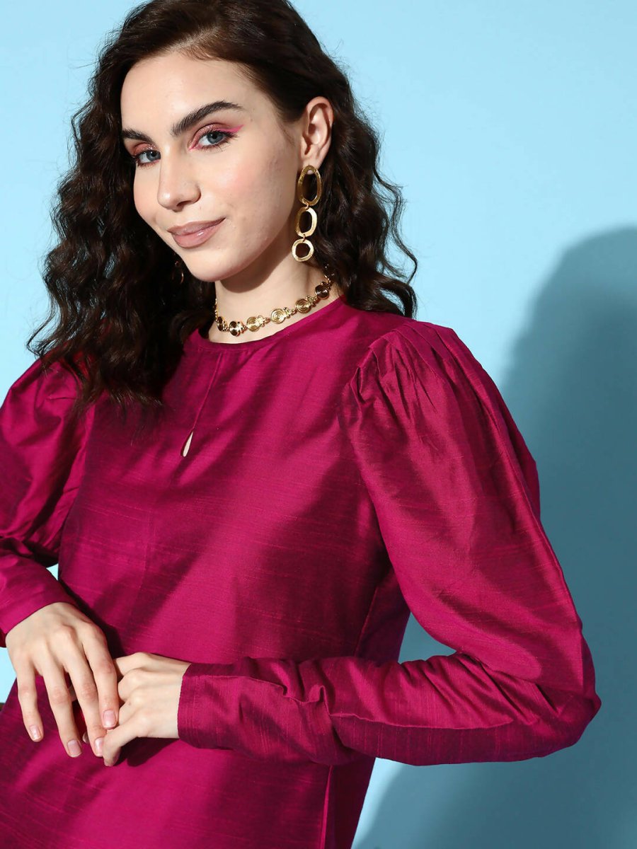 Ahalyaa Women's Traditional wear Kurta Set - Burgundy