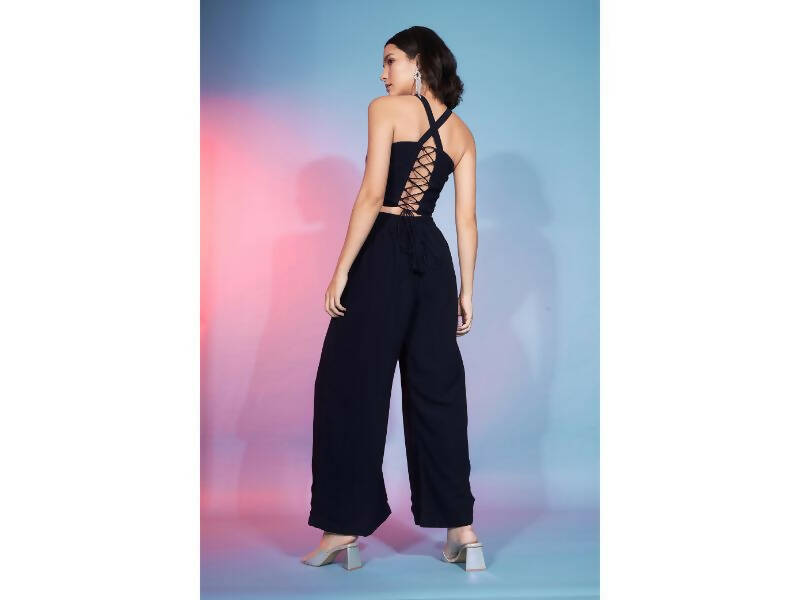 Navy Georgette Sequence With Thread Designer Co-Ord Set - Flory
