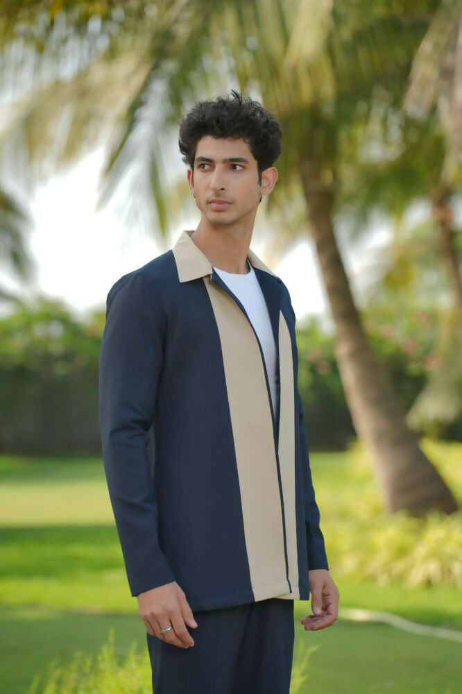 Duo Draft Navy Blue Shacket by Hilo Design