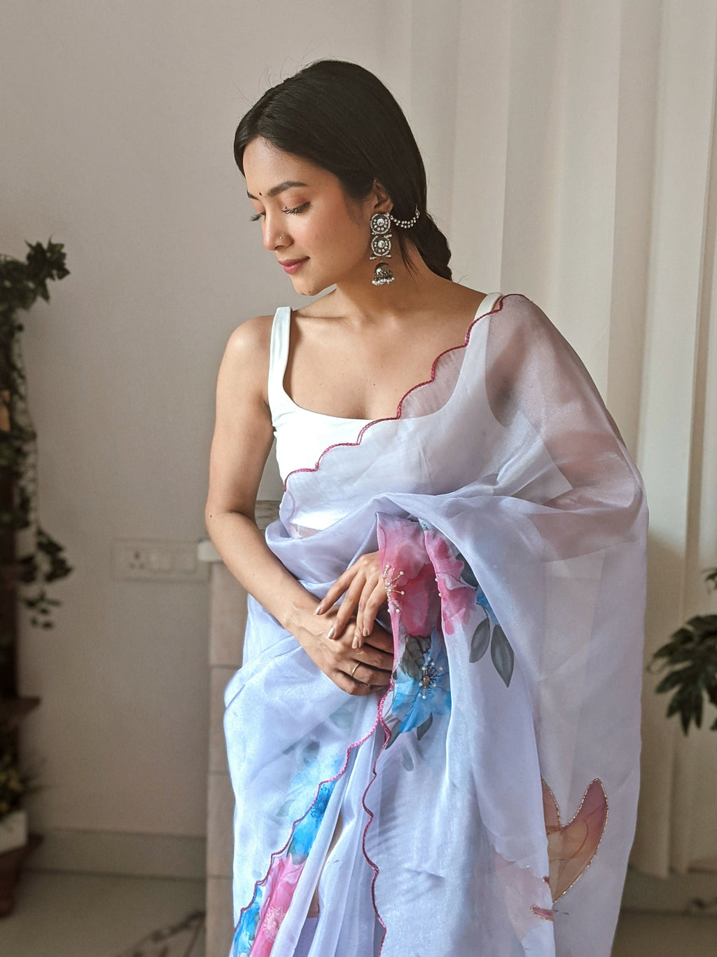 Vamsee Pinki Khatali Sky Organza Saree
