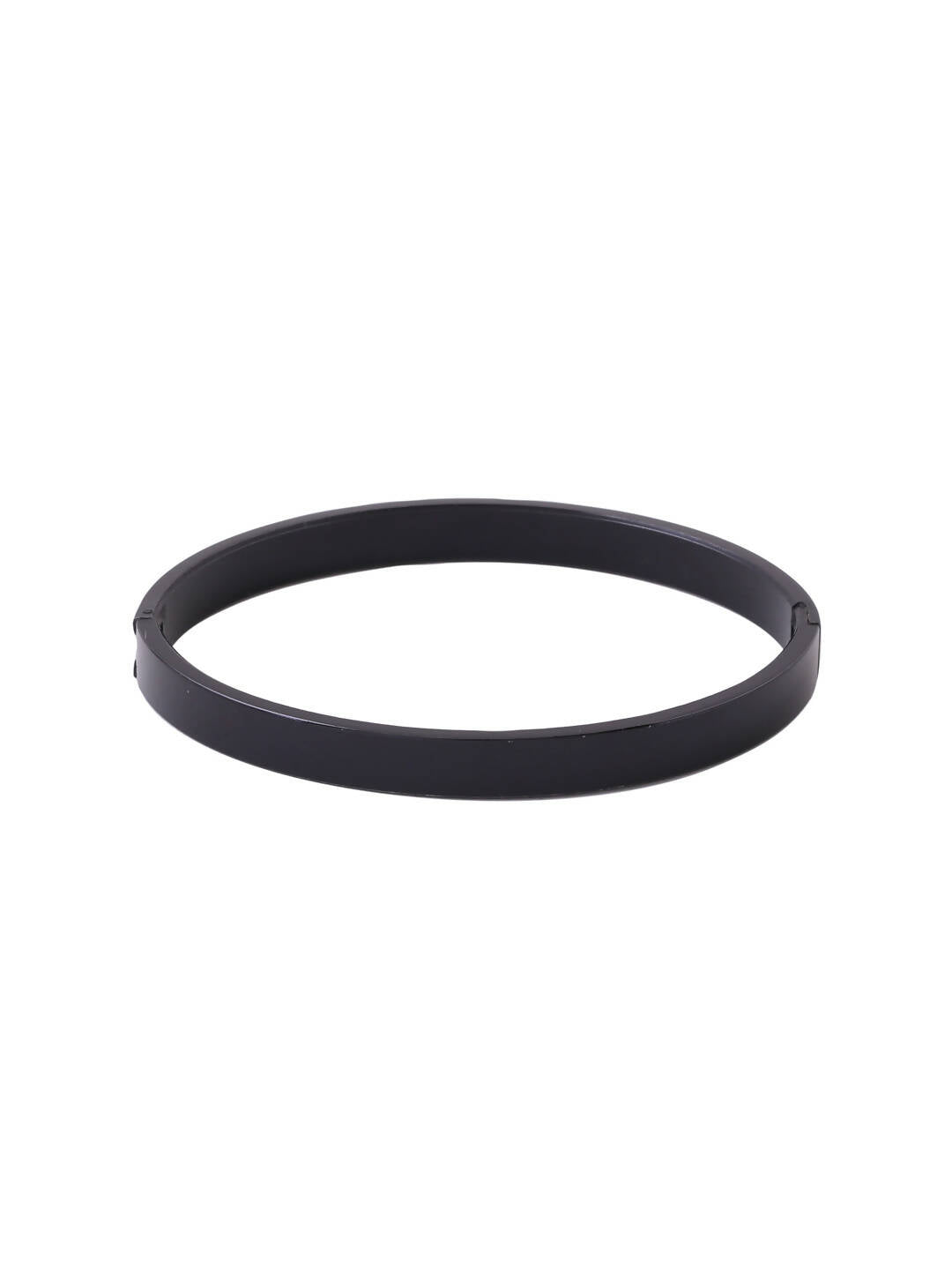 NVR Men's Black Metal Interlock Kada Bracelet