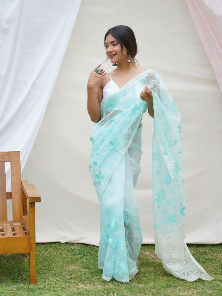Vamsee Ishaq Sky Organza Saree