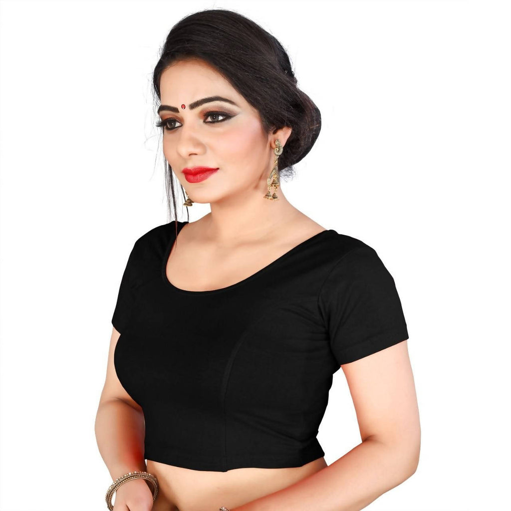 Vamika Black Lycra Plain Blouse