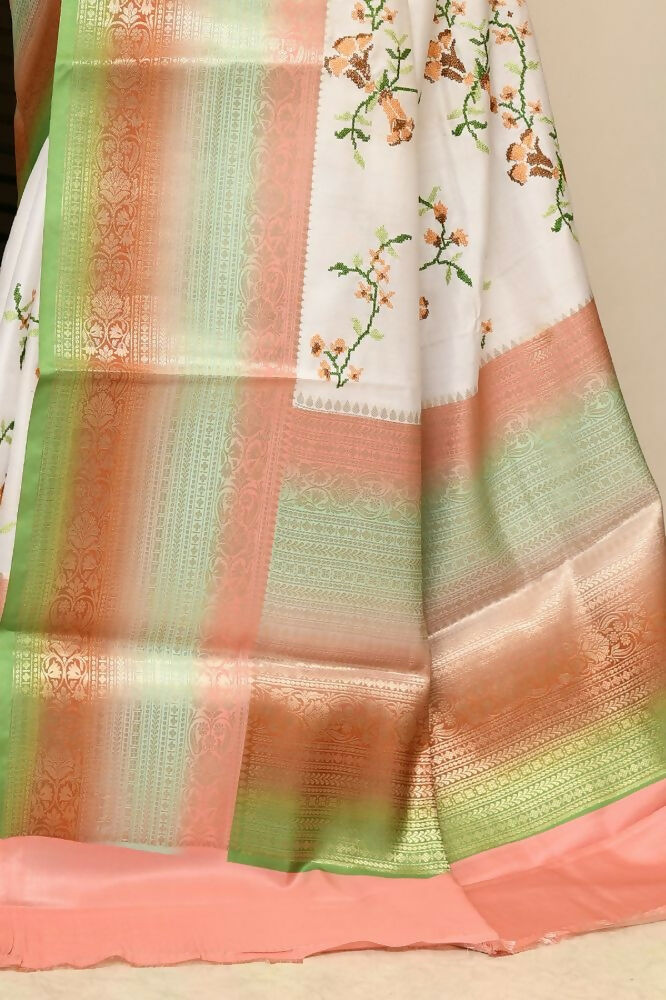 Joban Fashion Multicolor Saree Kataan Rainbow Digital Print With Embroidery