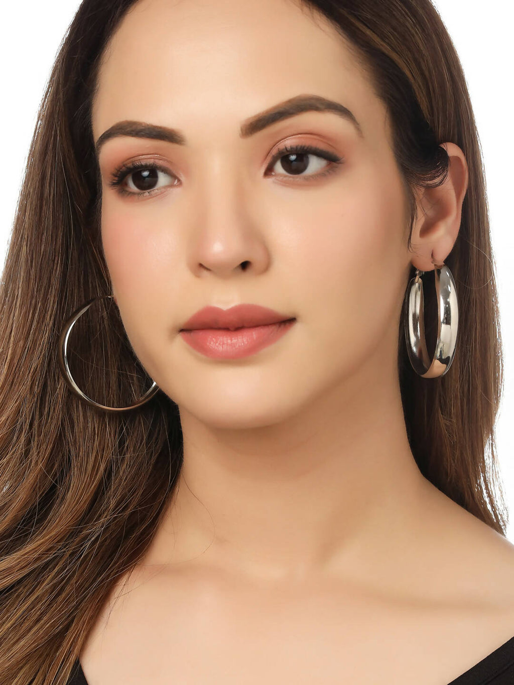 NVR Women Silver Plated Hoop Earrings