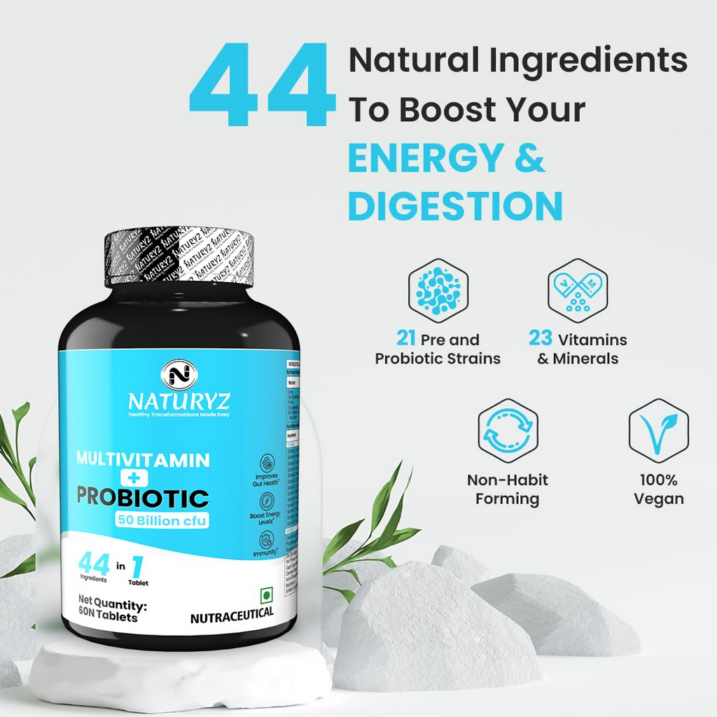 Naturyz Highest Strength Daily Multivitamin With 50 Billion Cfu Pre-Probiotics Tablets