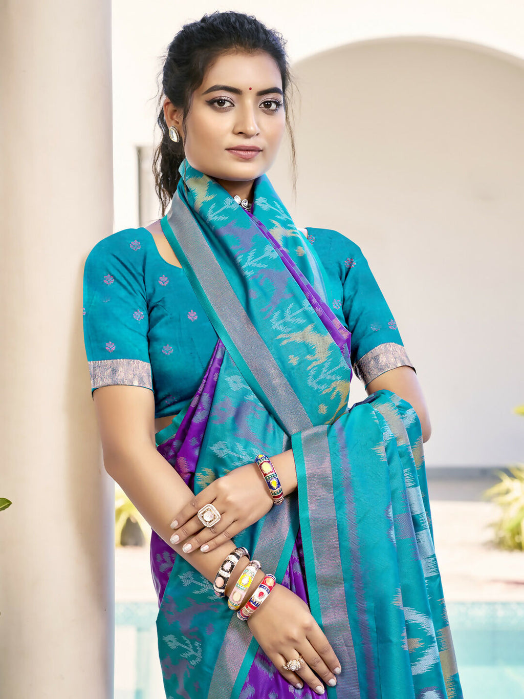 Shree Shyam Fashion Pochampalli Silk Violet Saree