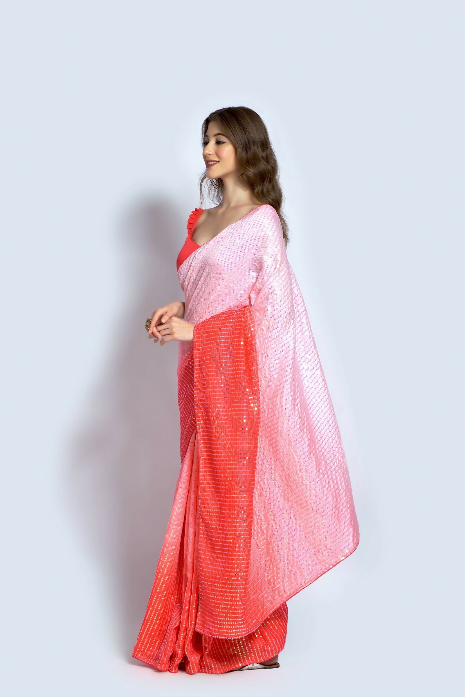 Vegaa Fashion Peach Ichitra Silk Embroidered Party Wear Saree