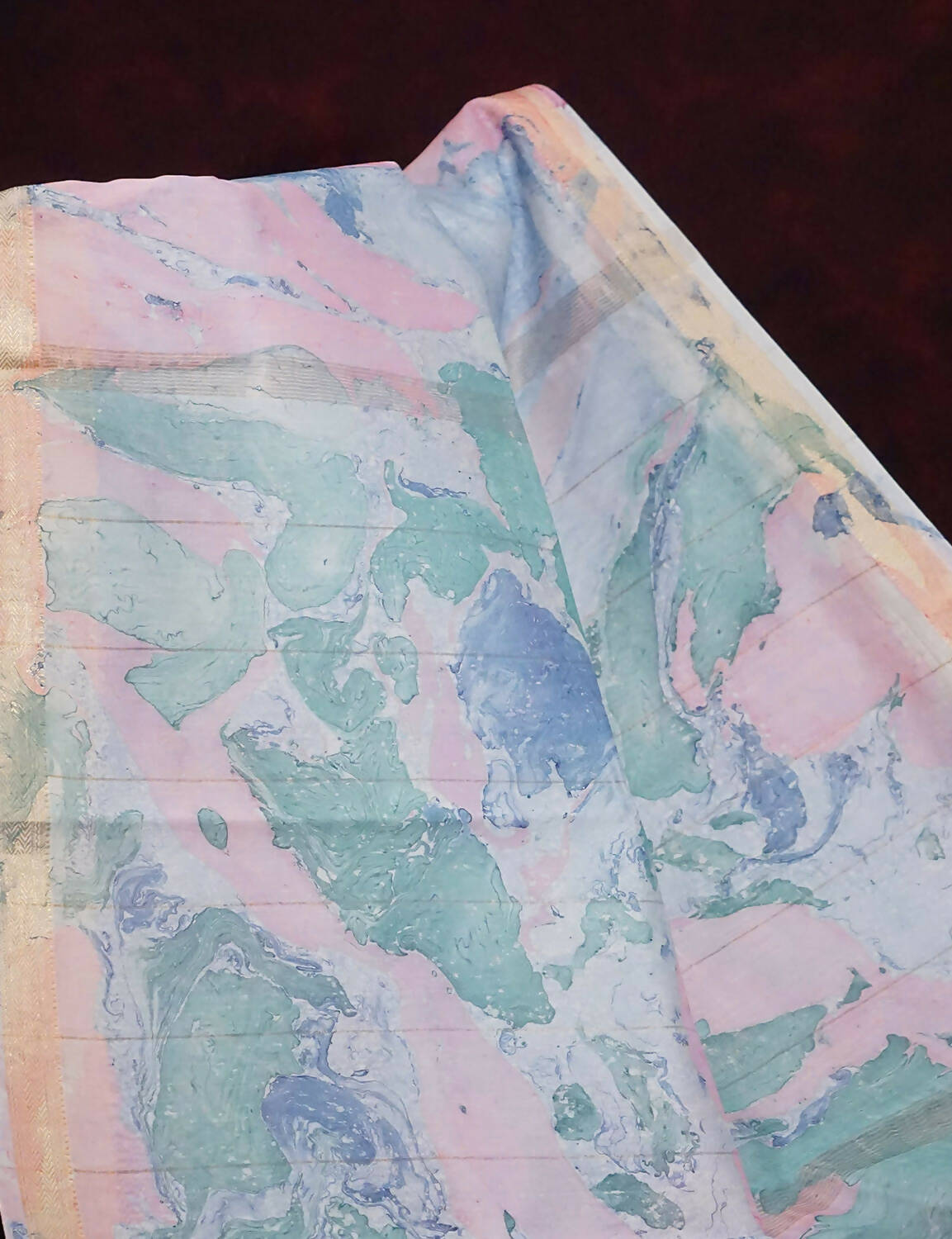 Shades Of Baby Pink And Sea Blue Printed Chanderi Saree For Regular/Office Wear By Gayathri Reddy Designer Studio