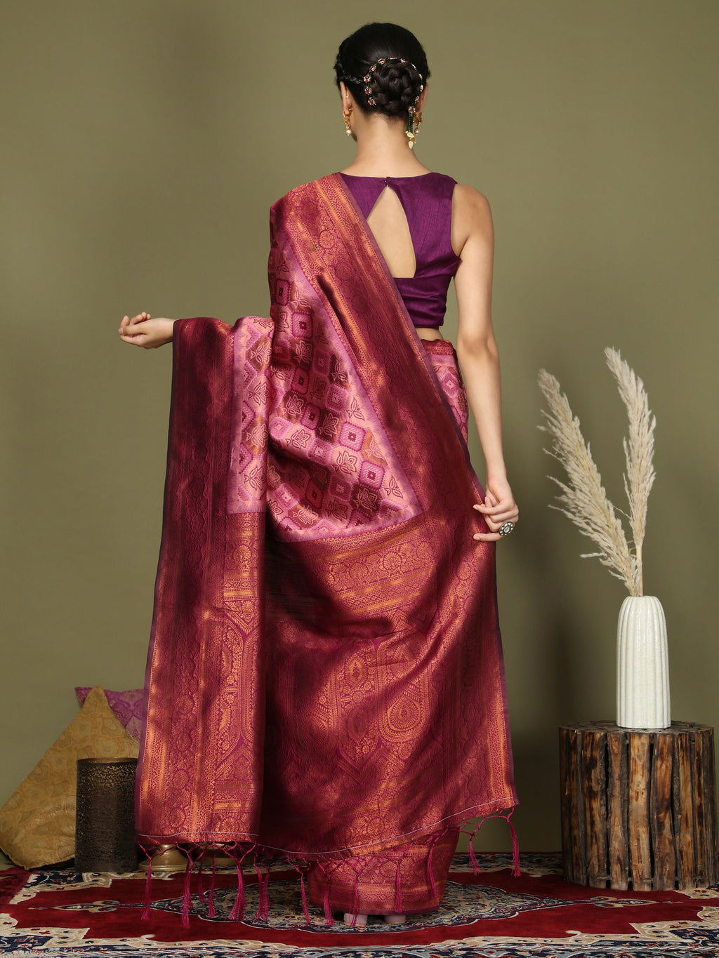 Shree Shyam Fashion Lichi Silk Light Pink Saree