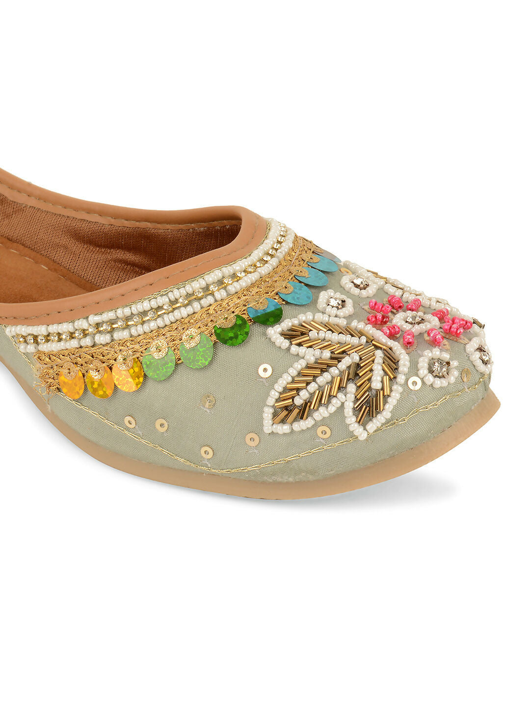 Desi Colour Women Indian Ethnic Footwear-Grey MultiColour