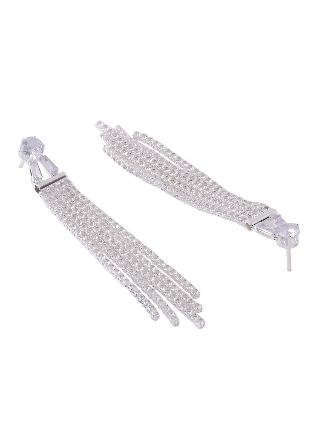 NVR Women Silver Toned Contemporary Drop Earrings