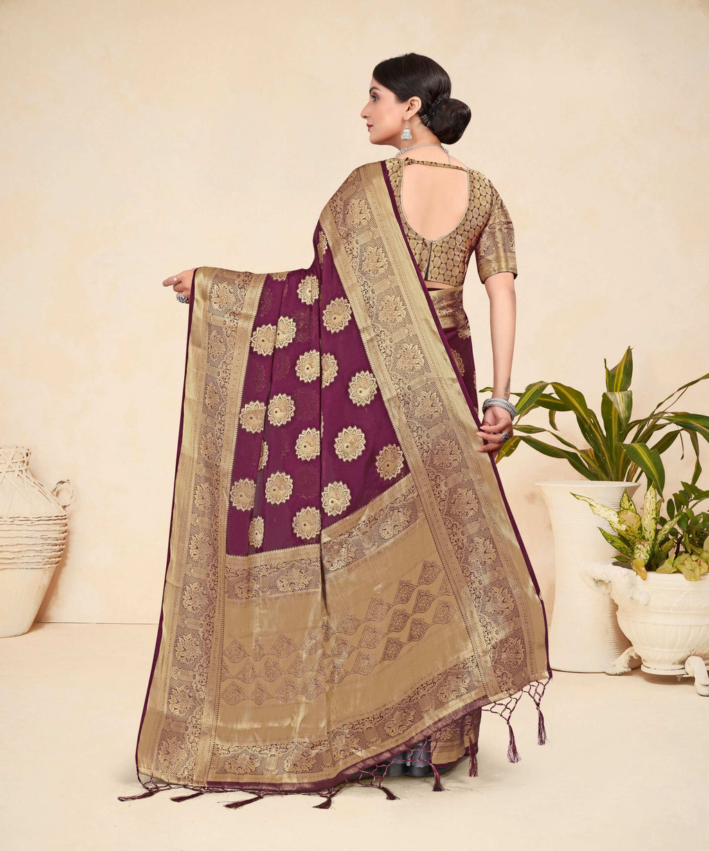 Wine Viscose Weaving Designer Saree - Vandini