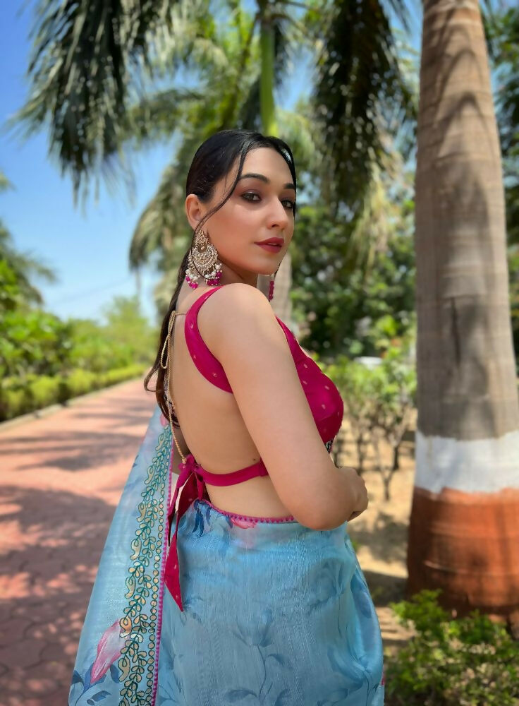 Vamsee Vamakshi Grey Organza Saree