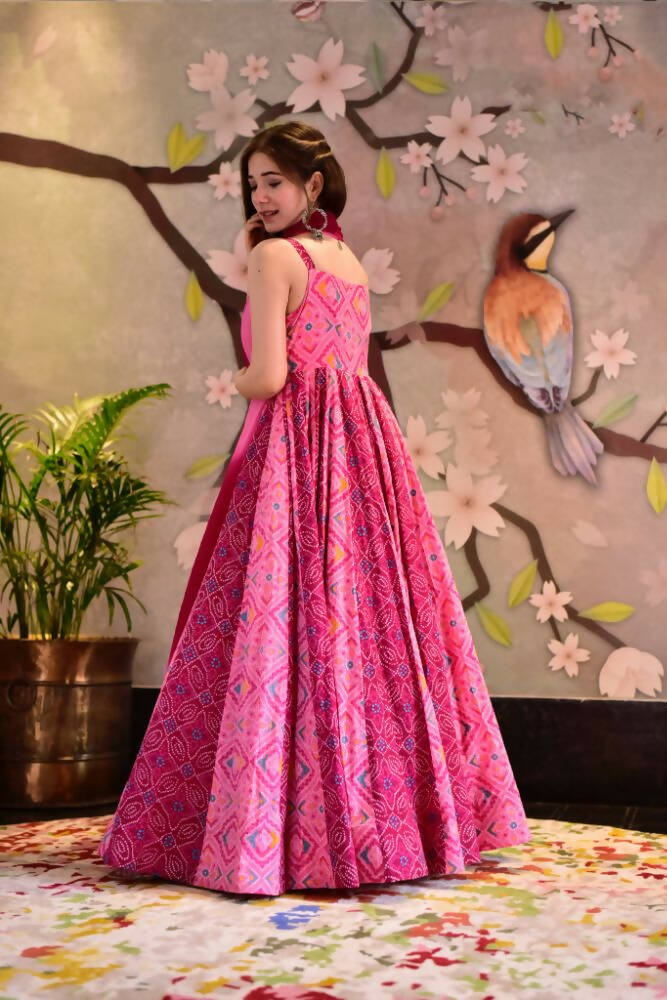 Partywear Designer Light Coral Pure Maslin Gown - Anbazaar