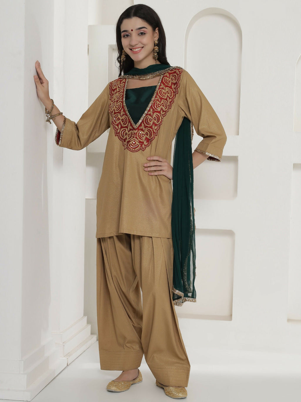 Joban Fashion Golden Farshi Salwaar Suit Set