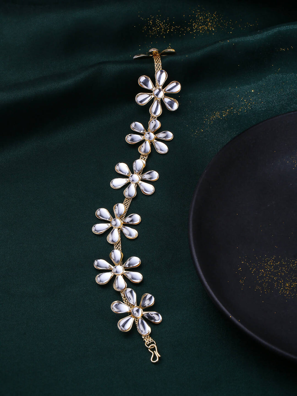 NVR Women's Gold-Polished Traditional Trending Matha Patti