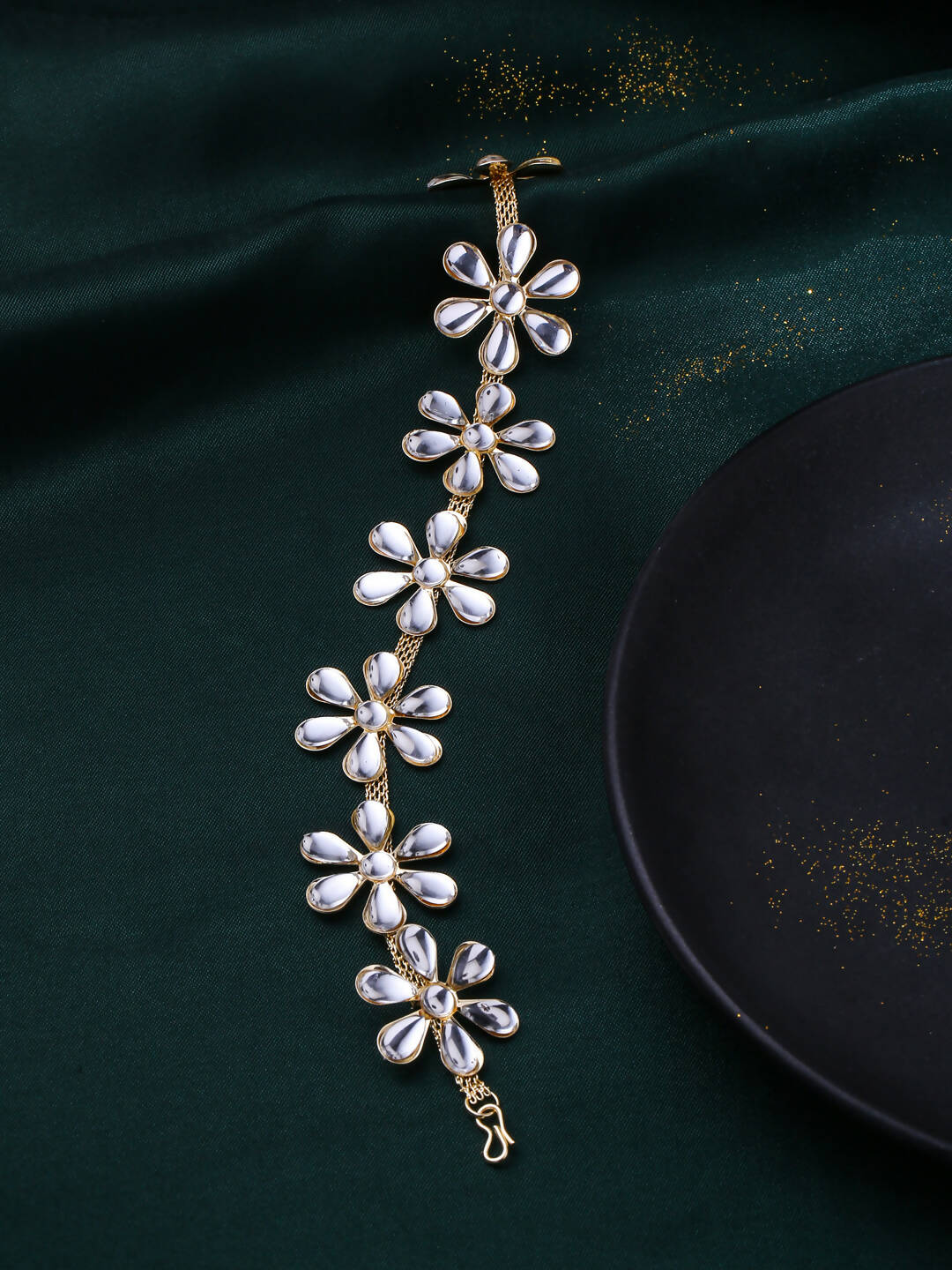 NVR Women's Gold-Polished Traditional Trending Matha Patti