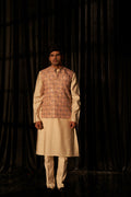 Brown Viscose Designer Printed Men's Kurta Set with Koti - Mahotsav