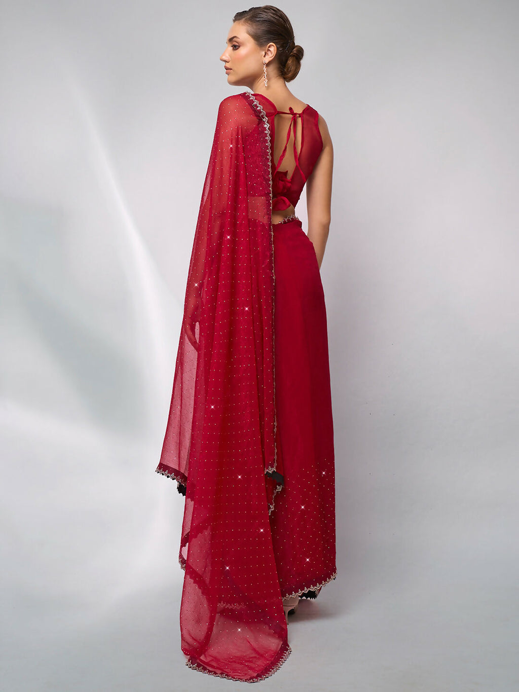 Red Moss Swarovski Designer Saree - Shezlin