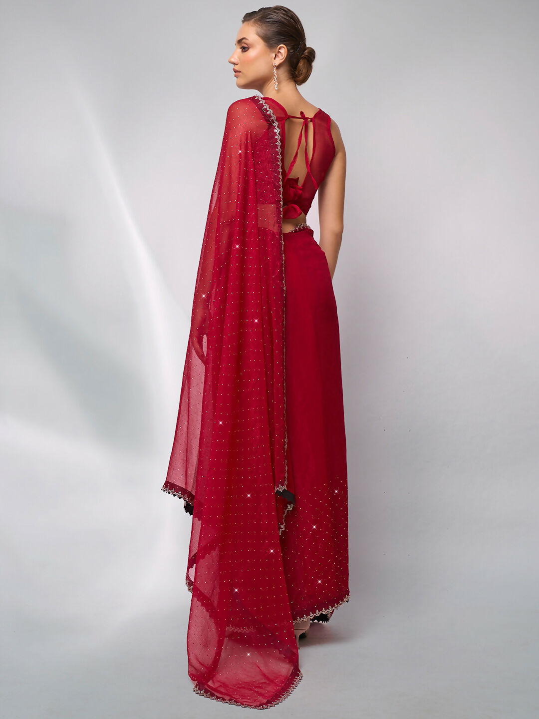 Red Moss Swarovski Designer Saree - Shezlin