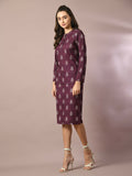Myshka Women's Magenta Printed Round Neck Party Top With Skirt Co-ord set