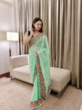 Vamsee Sandhya Sea Green Georgette Saree