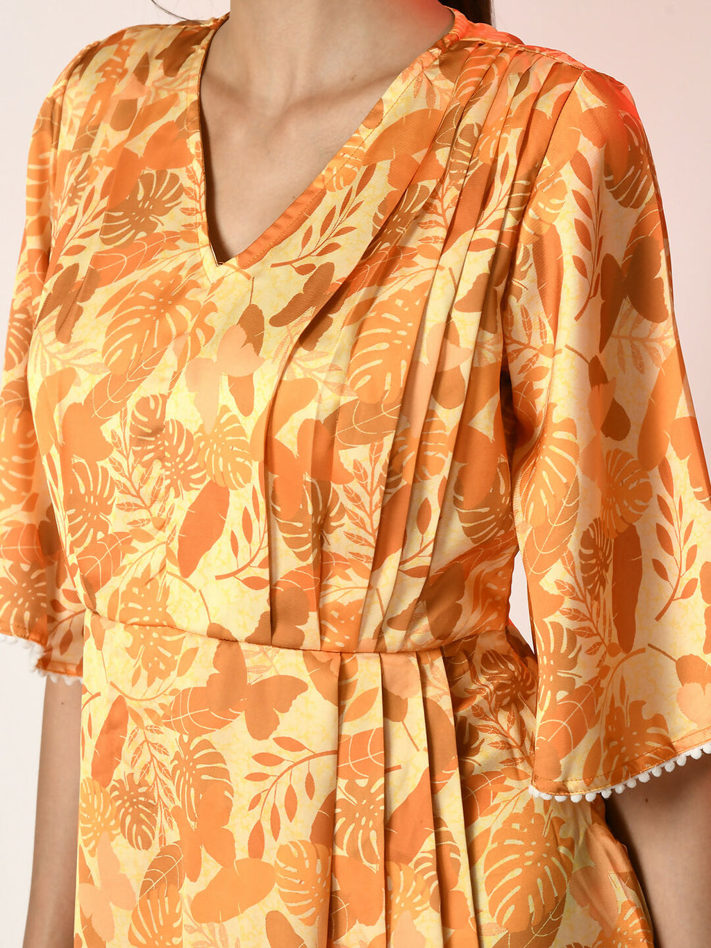 Myshka Women's Yellow Printed Dress