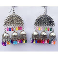 MS Fashion India Half Moon Triple Jhumka Multi Color Pearls Fancy Earrings