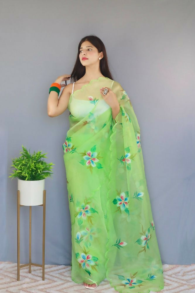 Vamsee Urmila Green Organza Saree