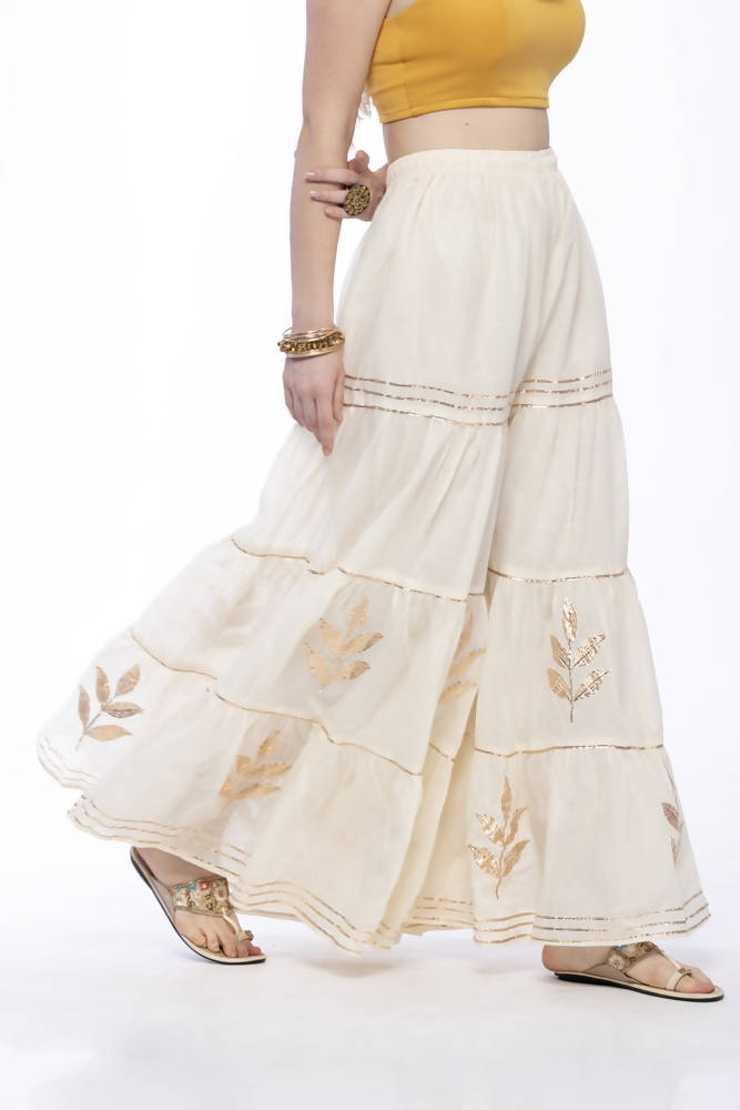 Mominos Fashion Cotton Off White Gotta Work Sharara