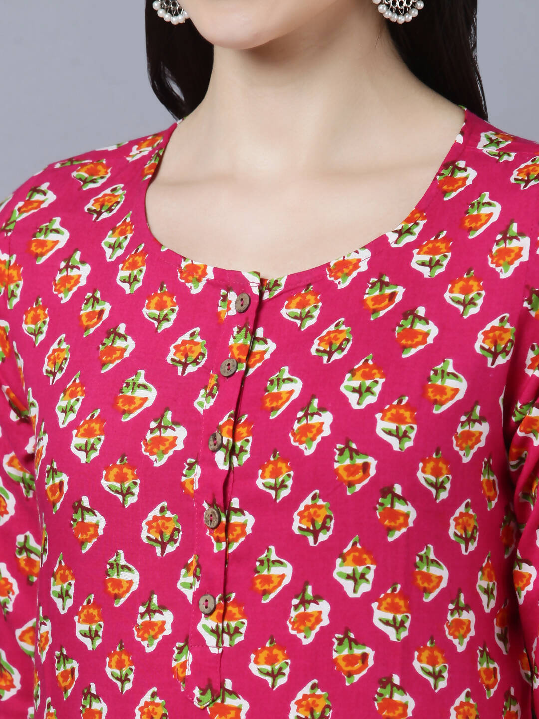 Myshka Women Pink Printed Straight Kurta