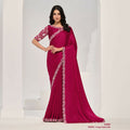 Pink Crepe Satin Silk Sequence Saree With Unstitched Blouse Piece - Norita Saanjh