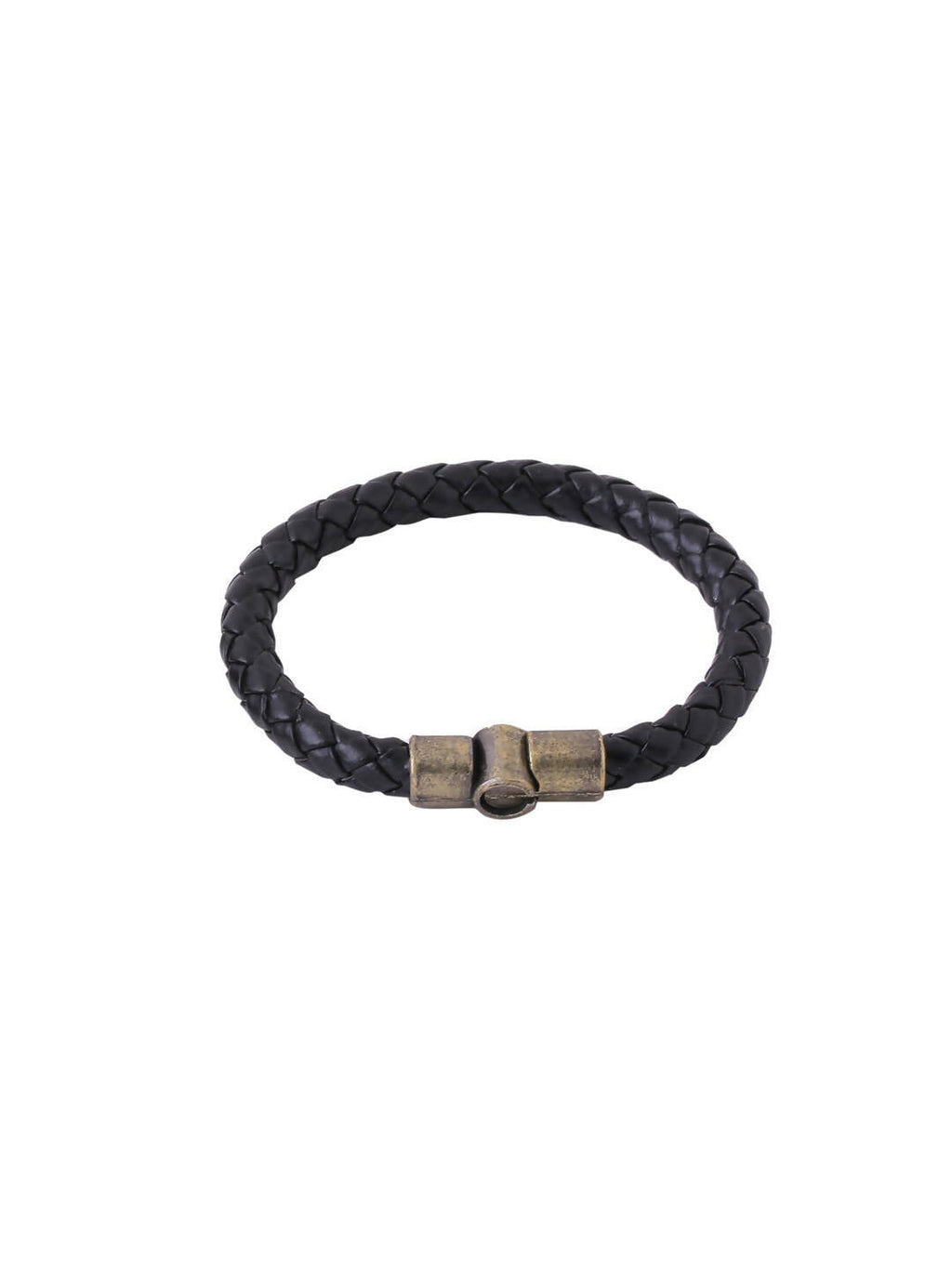 NVR Men's Black Leather Bracelet