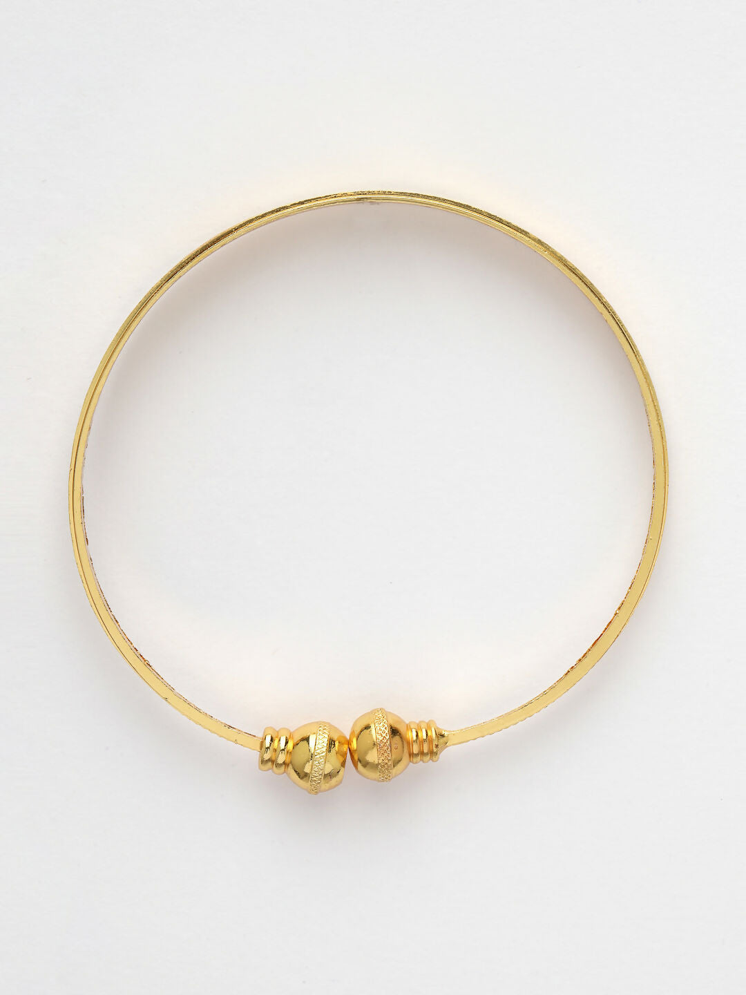 NVR Women's Set of 2 Gold-Polished Handcrafted Adjustable Bangles