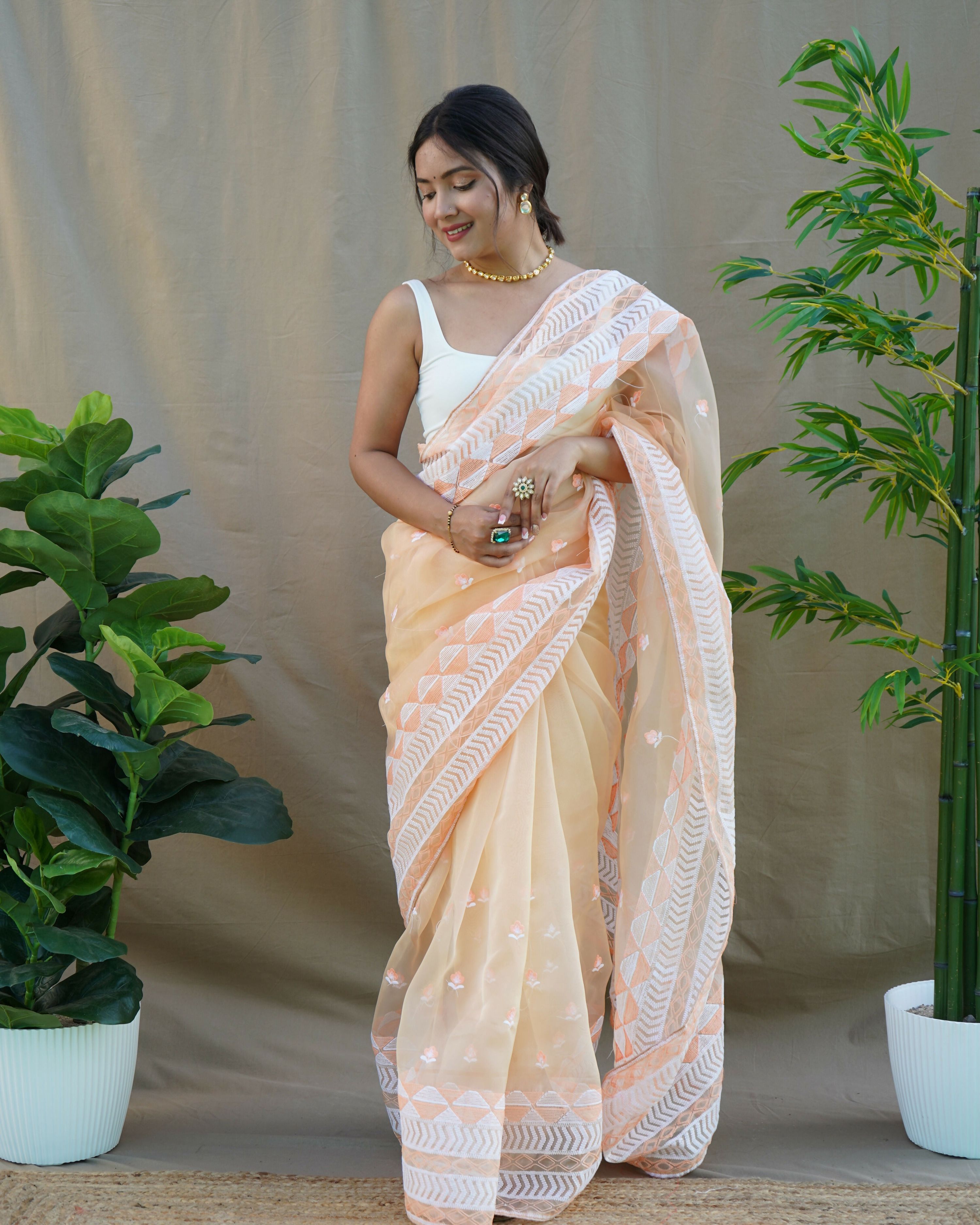 Vamsee Kamal Chiku Organza Saree